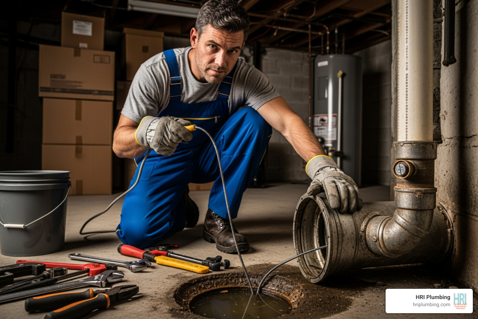 infographic showing a cutaway view of a home's complete drainage system, from multiple fixtures like kitchen sinks, bathroom sinks, showers, and toilets, all connecting through branch lines to a main sewer line that exits to the municipal system, with labels indicating cleanout access points and potential problem areas - best drain cleaning in jacksonville, il