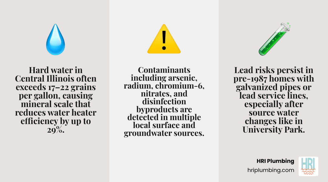 Infographic showing Central Illinois water quality issues and their effects on home plumbing systems - central illinois