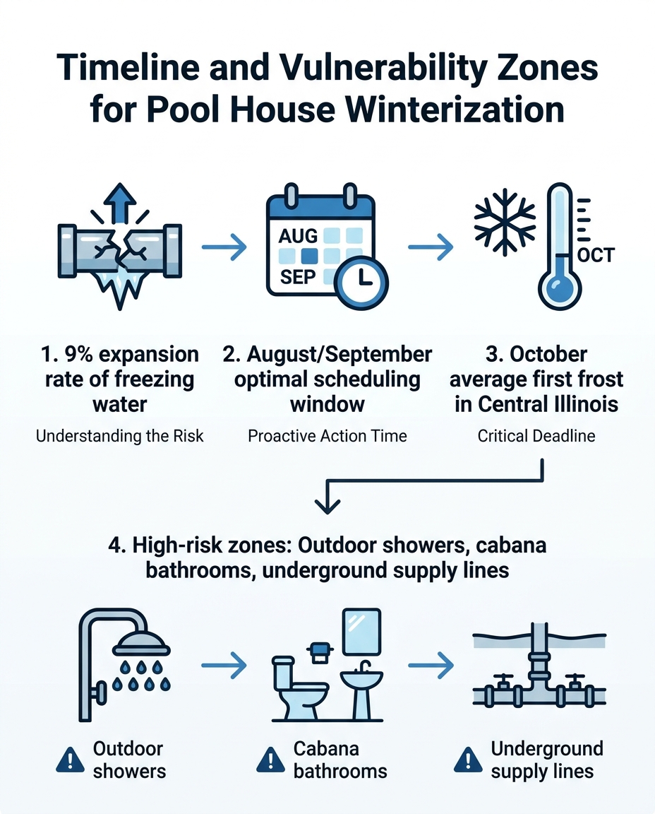 Timeline and Vulnerability Zones for Pool House Winterization