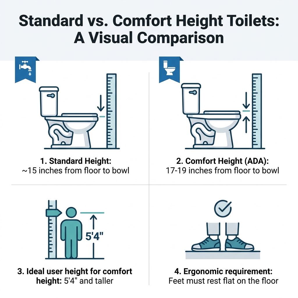 Standard vs. Comfort Height Toilets: A Visual Comparison