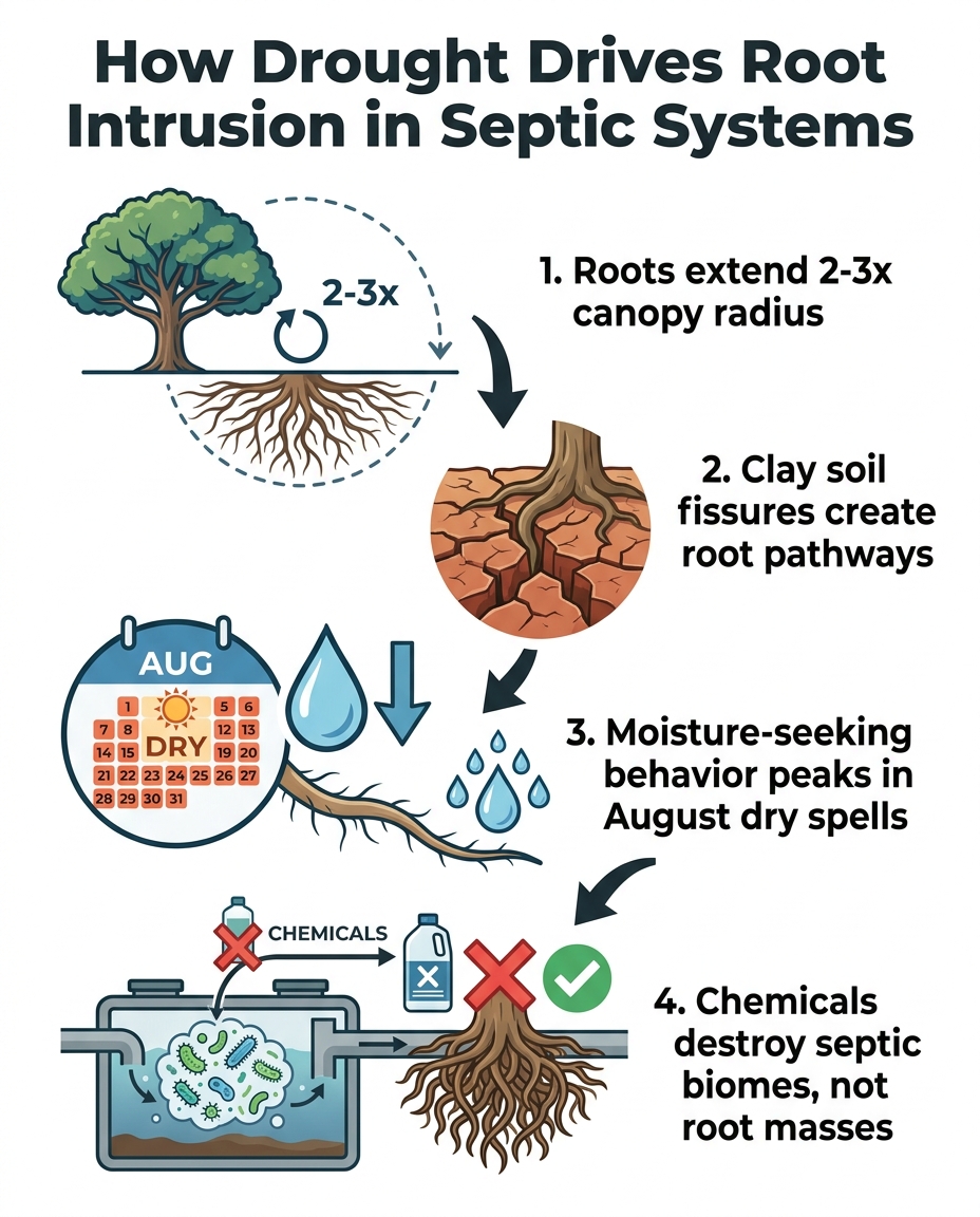 How Drought Drives Root Intrusion in Septic Systems