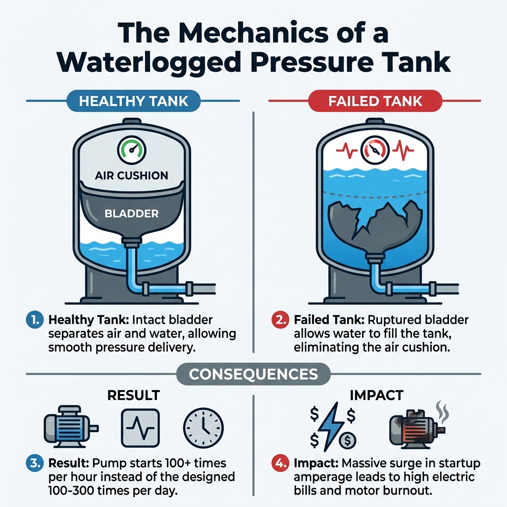The Mechanics of a Waterlogged Pressure Tank