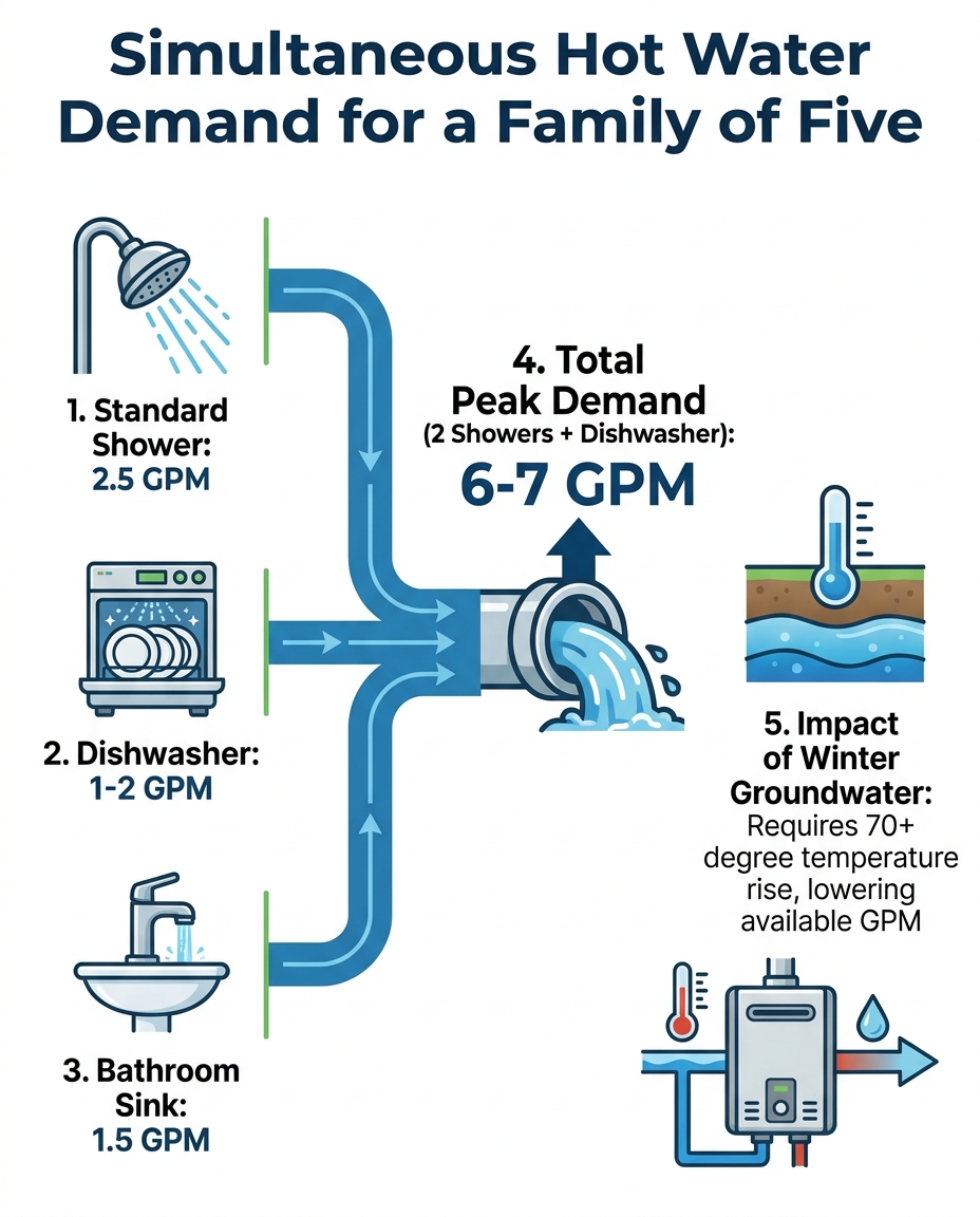 Simultaneous Hot Water Demand for a Family of Five