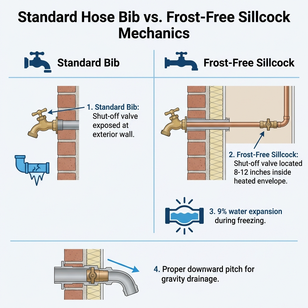 Standard Hose Bib vs. Frost-Free Sillcock Mechanics