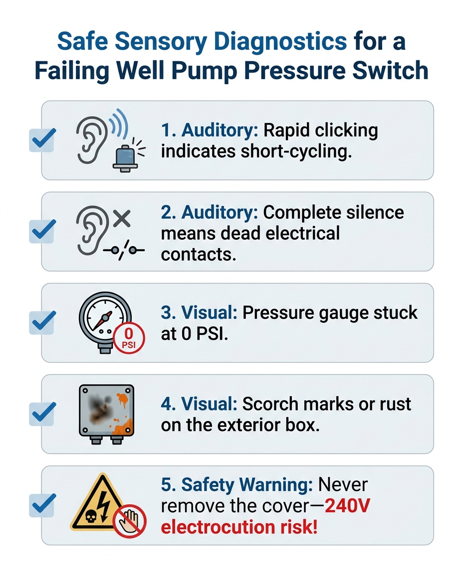 Safe Sensory Diagnostics for a Failing Well Pump Pressure Switch