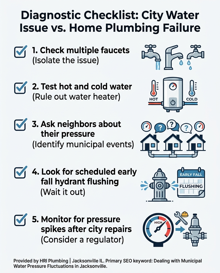 Diagnostic Checklist: City Water Issue vs. Home Plumbing Failure