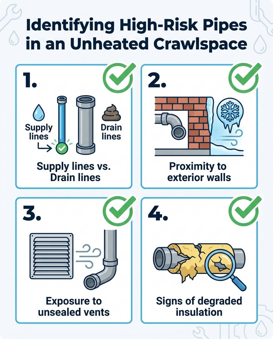 Identifying High-Risk Pipes in an Unheated Crawlspace