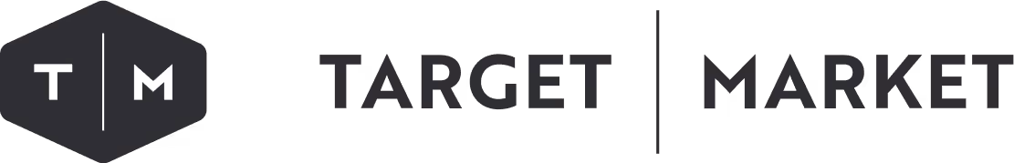 Gray and white Target Market Signature Logo