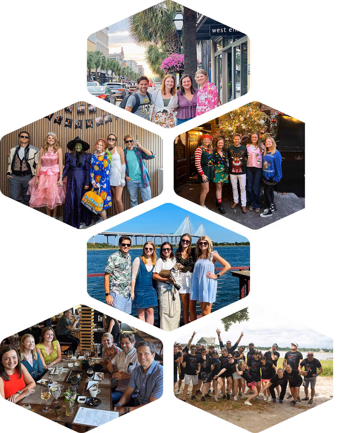 Collage showing members of the Target Market team enjoying team building activities.