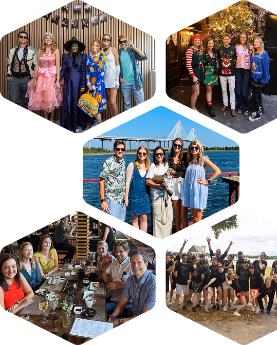 Five image collage featuring images of the TargetMarket staff at various events