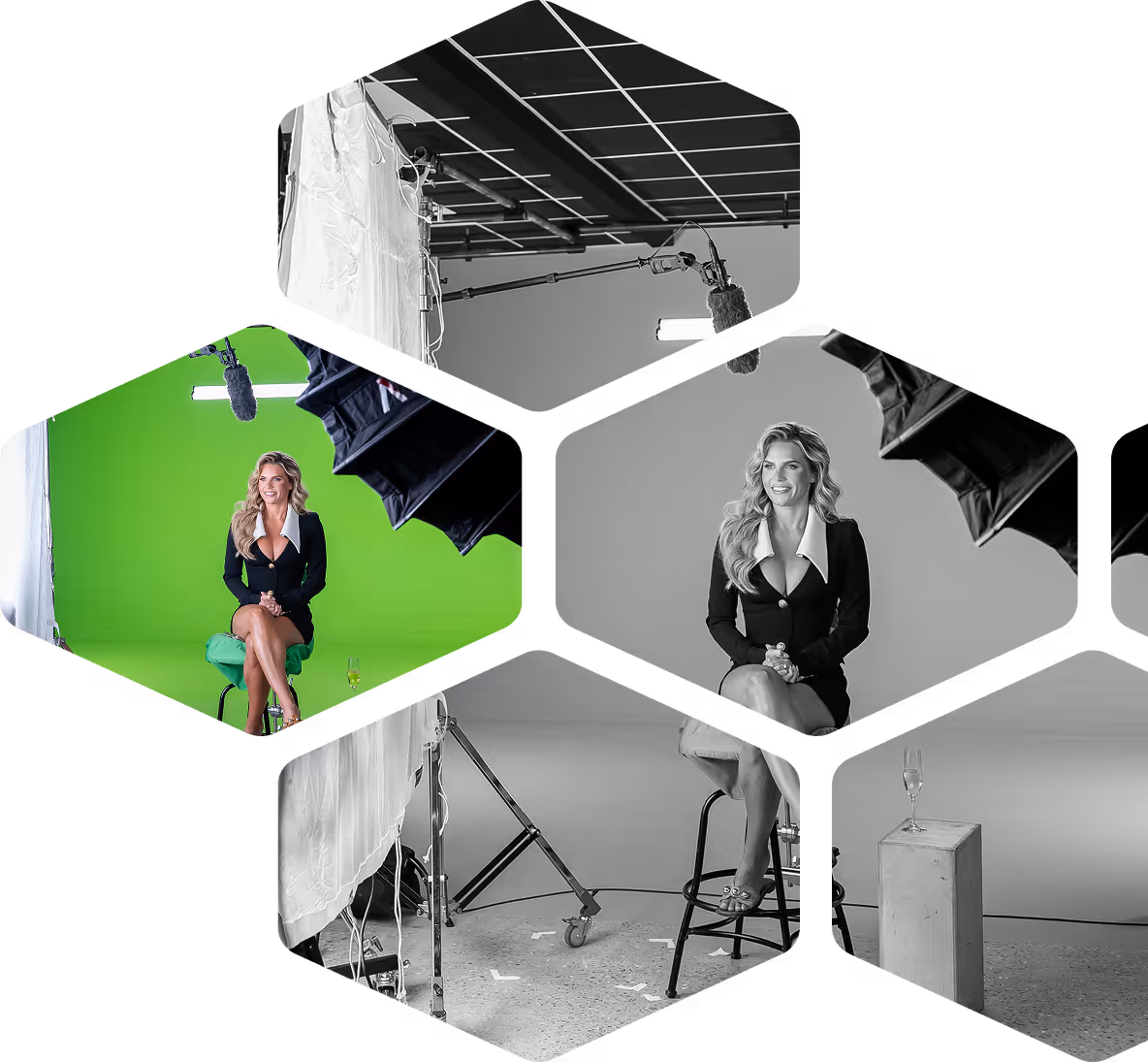 Collage showing images of an interview being filmed in the TargetMarket studio