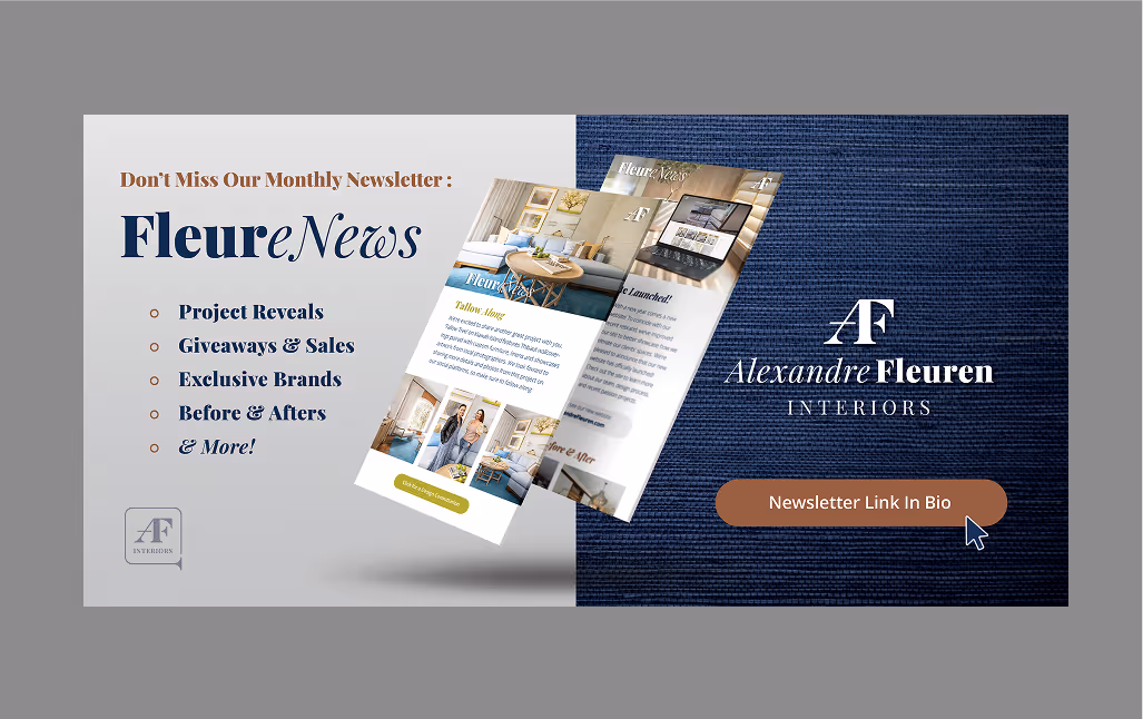 Alex Fleuren Interiors newsletter header example