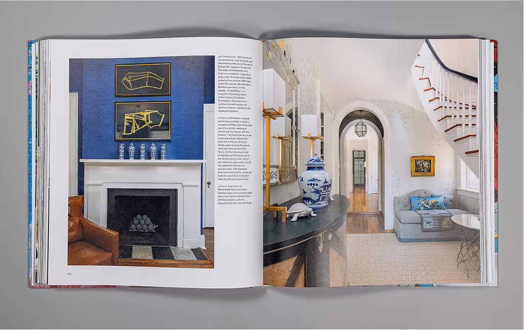 Open book displaying work by Alex Fleuren Interiors