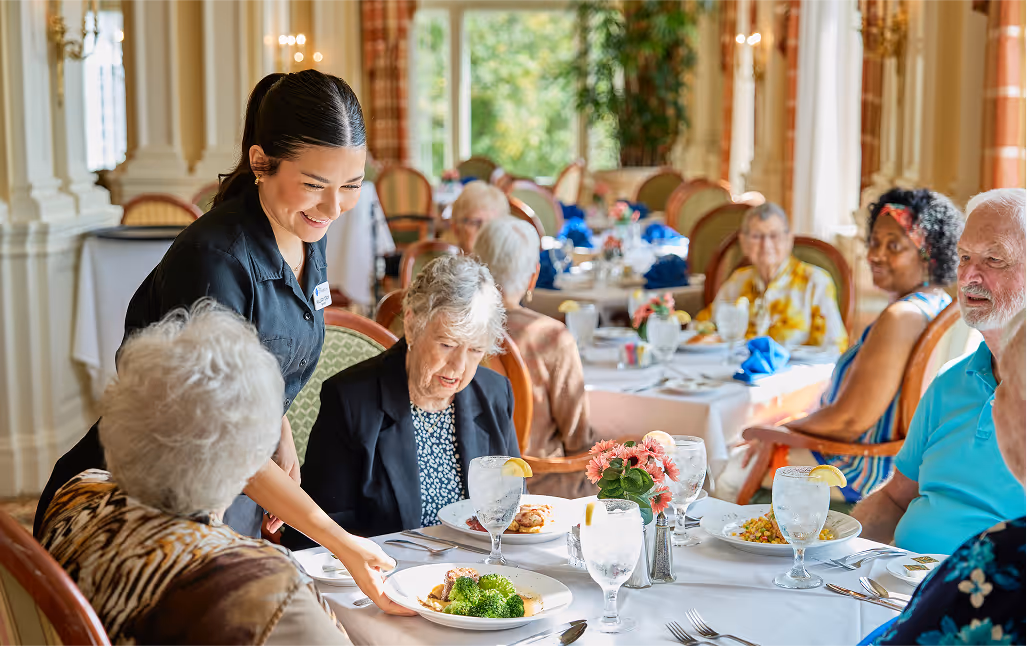 Dinner being served at Harmony Senior Services
