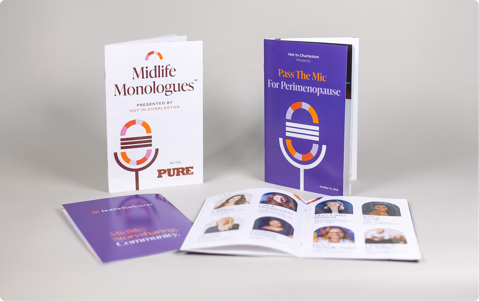 Hot in Charleston Midlife Monologues event programs.