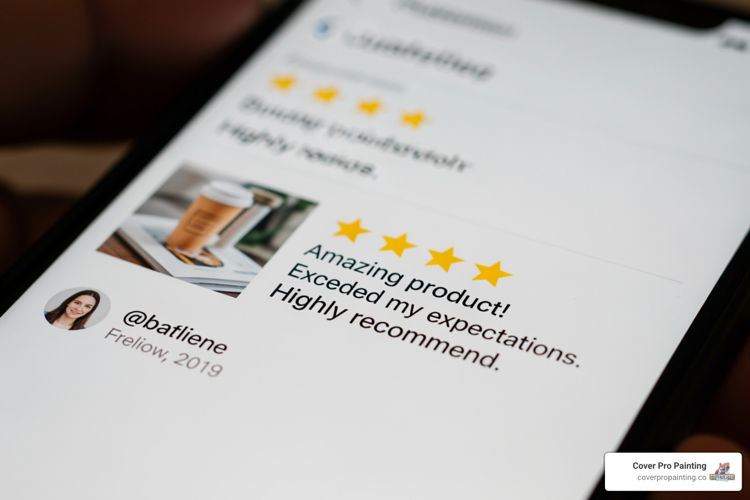 phone screen with 5-star review - house painters bellevue
