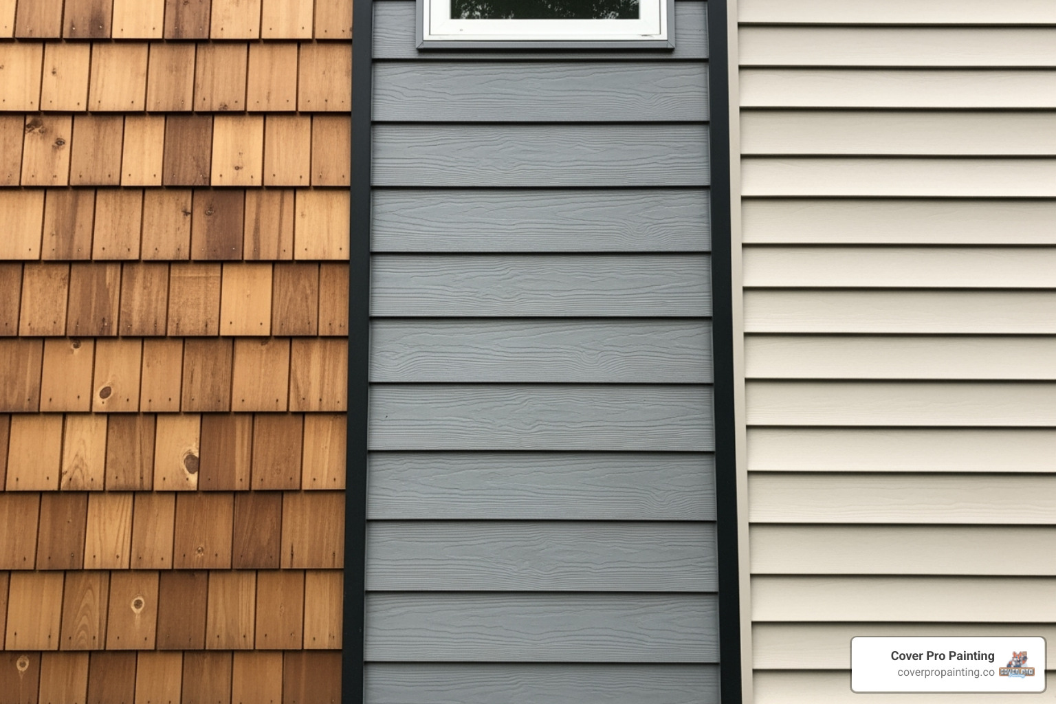 different siding materials like wood, fiber cement, and vinyl - siding repair des moines