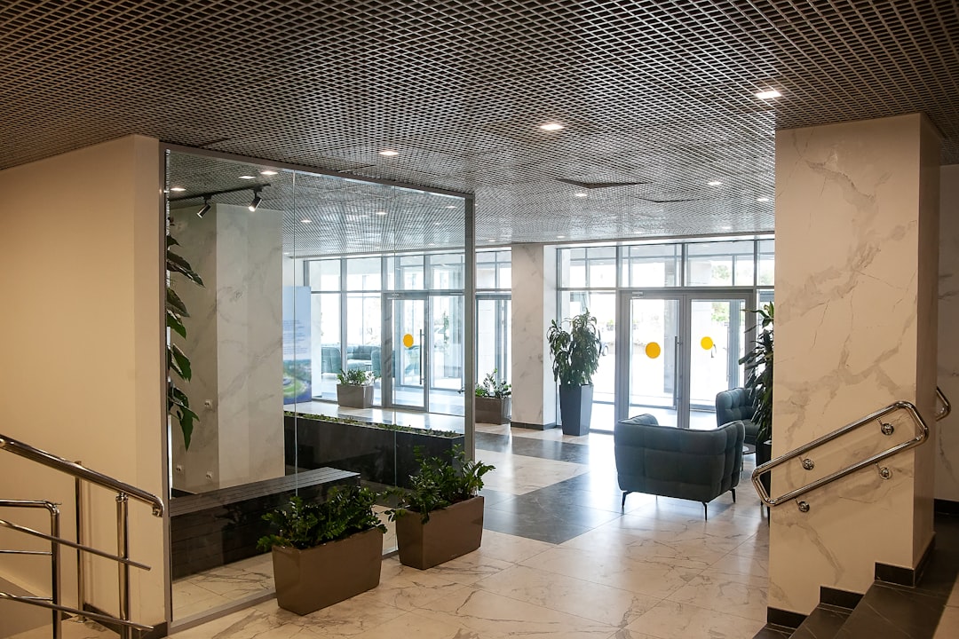 modern and inviting office lobby - commercial painting Des Moines