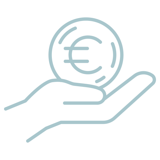 Euro avec une main pour augmenter son CA.