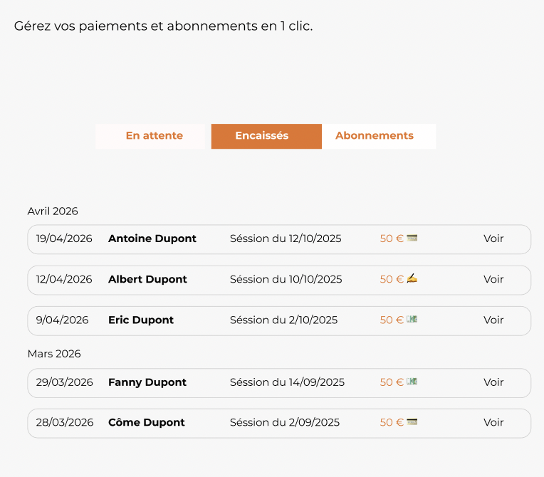 Vu sur l'onglet paiements de Plissime