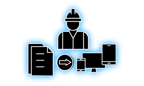 Icons representing existing instructional materials being automatically converted into digital instructions