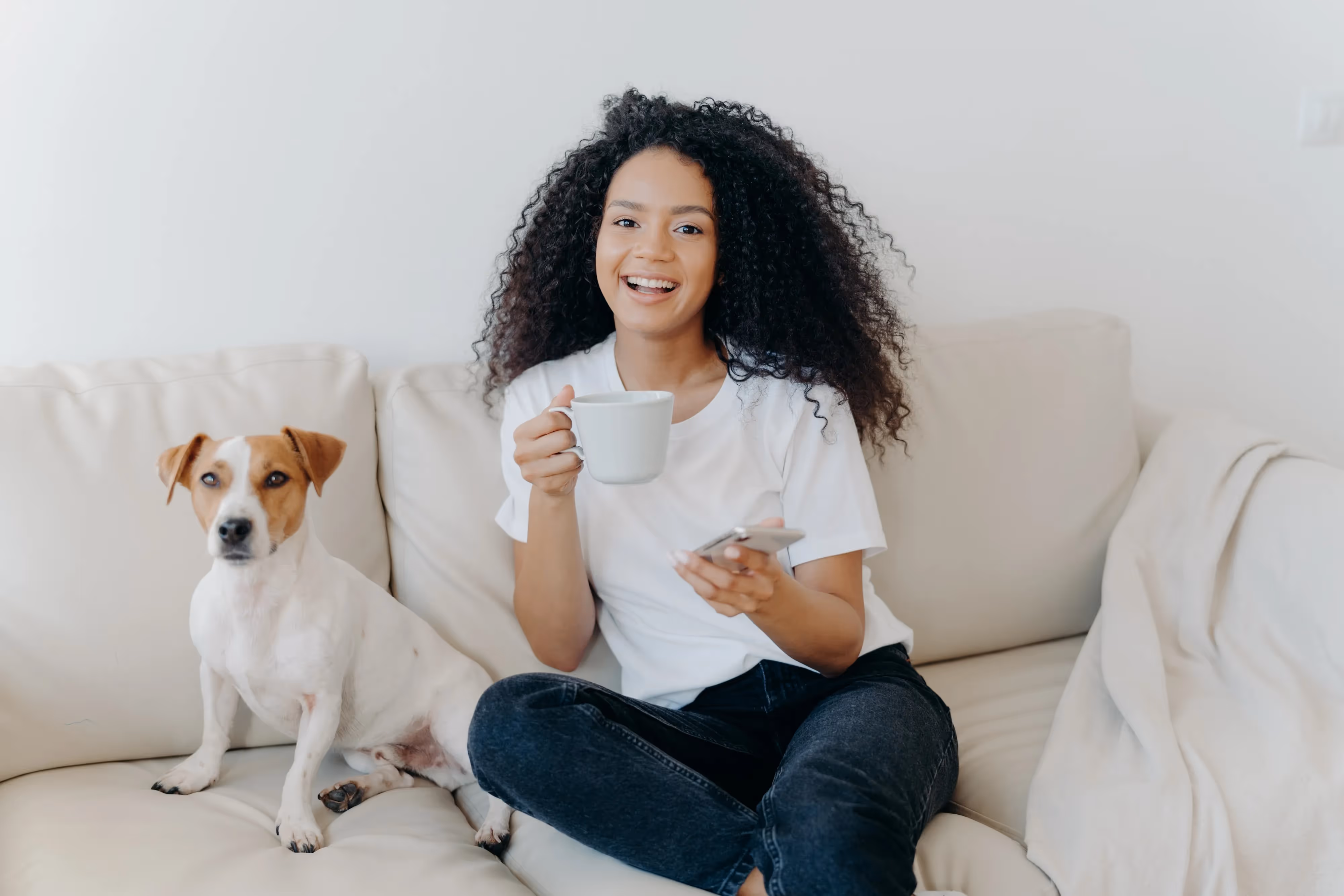 Young student with pet at luxury apartments in Mansfield