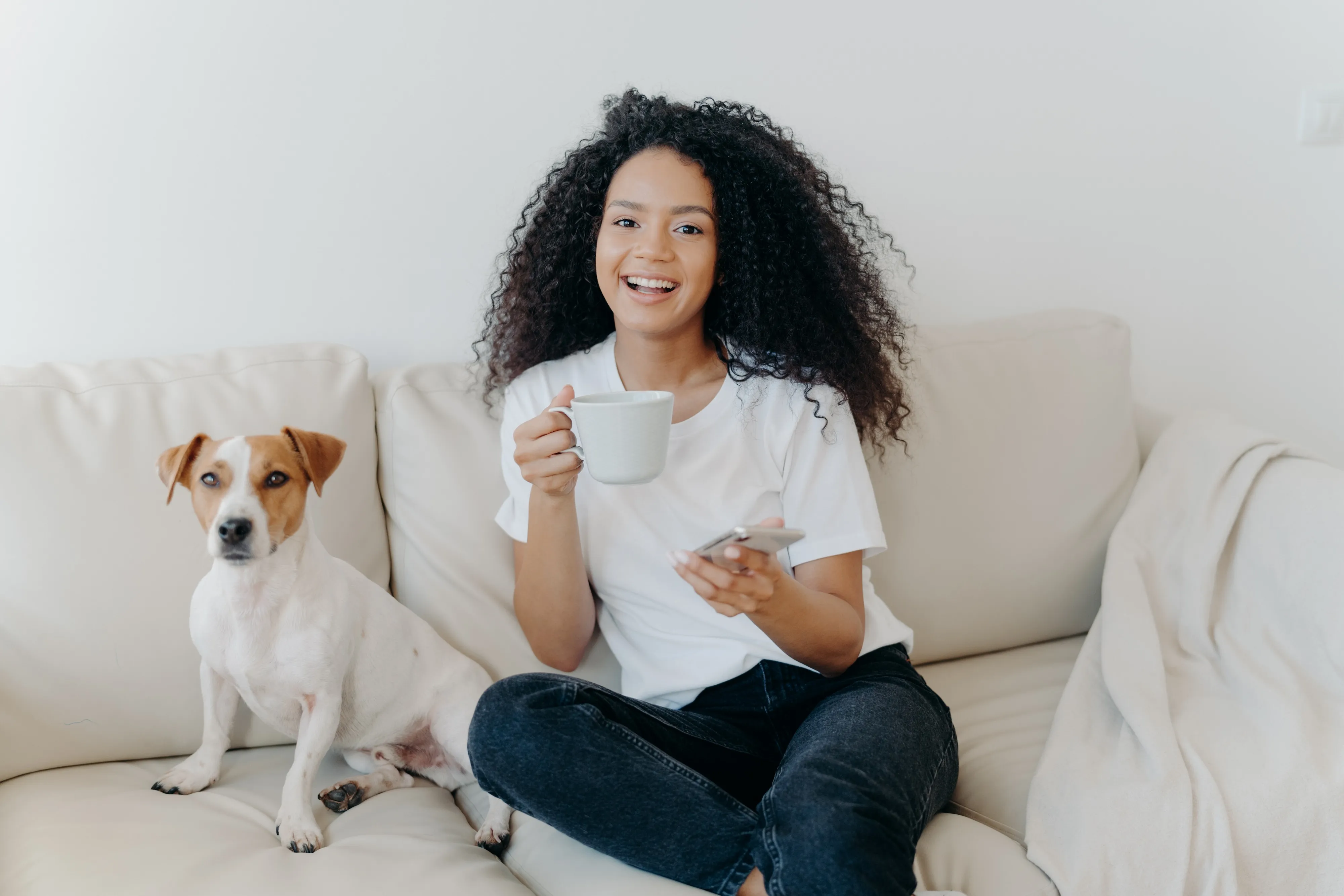 Young student with pet at luxury apartments in Mansfield