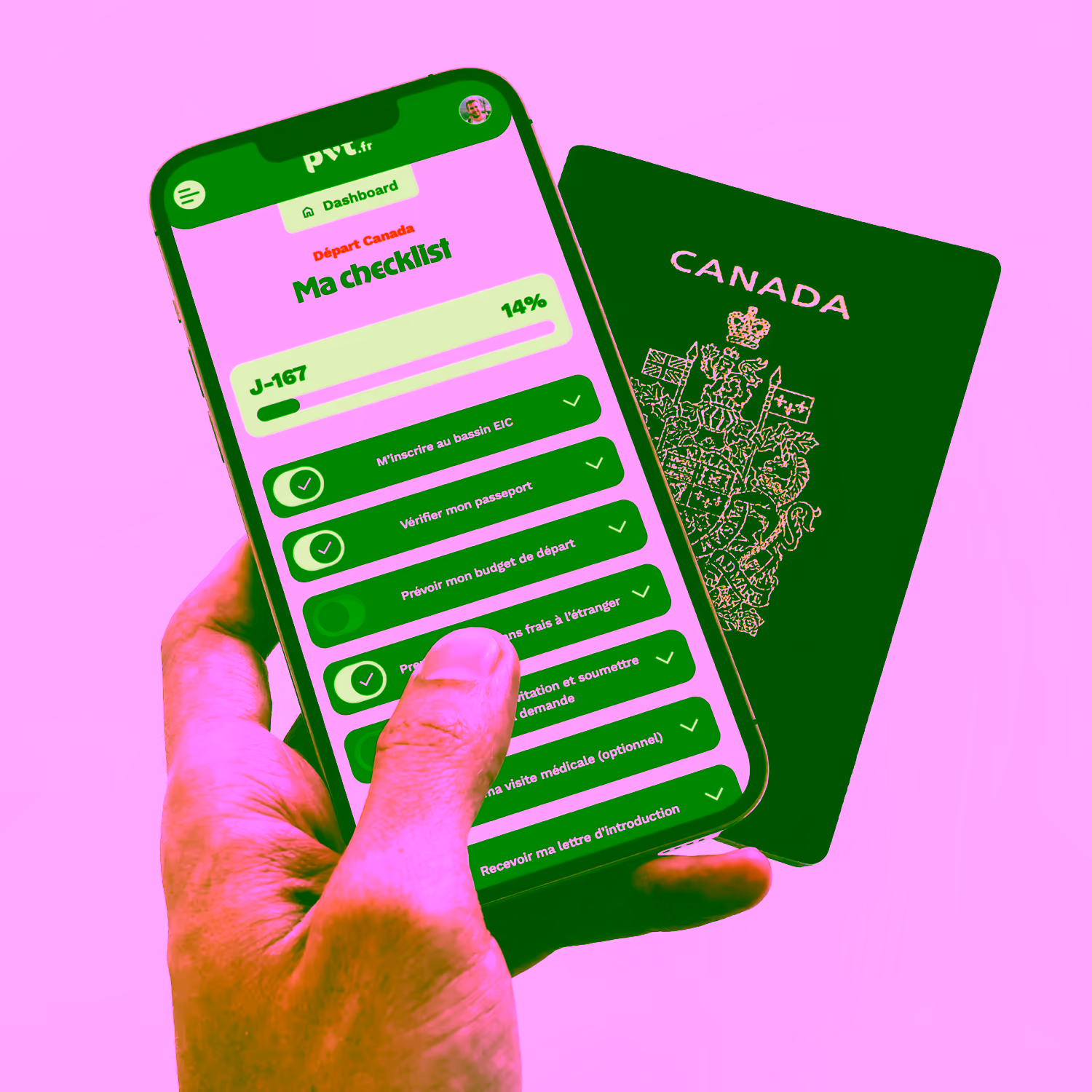 app checklist pour le PVT Canada