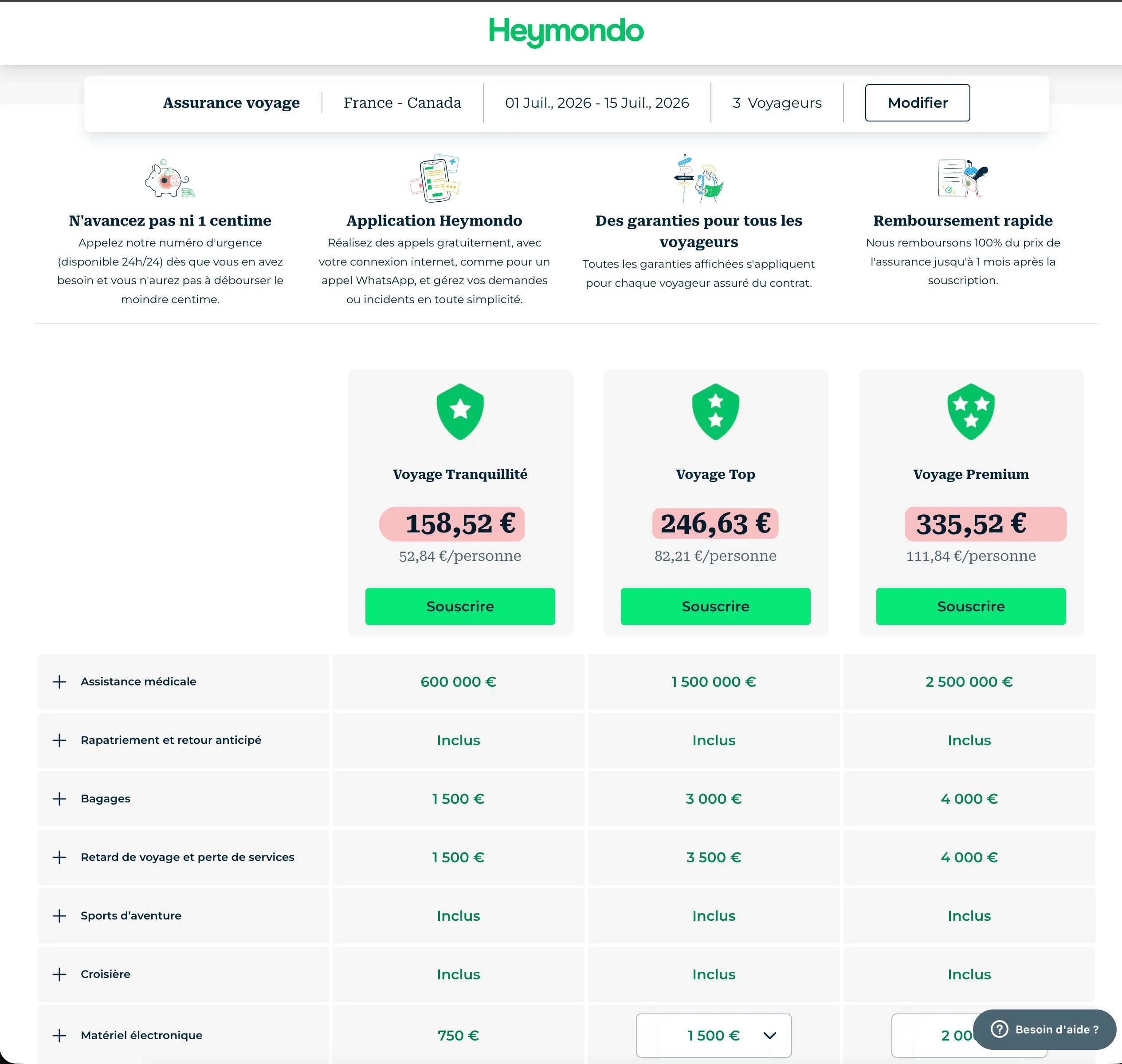 Heymondo tarif sans code promo