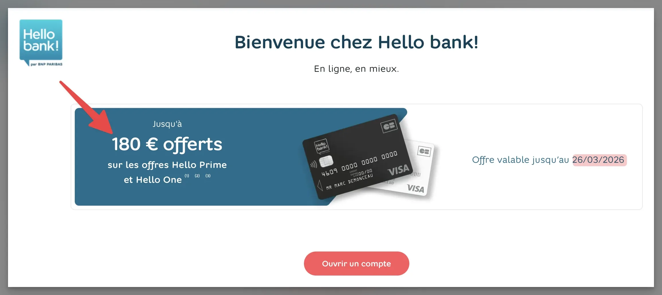 Offre Hellobank parrainage