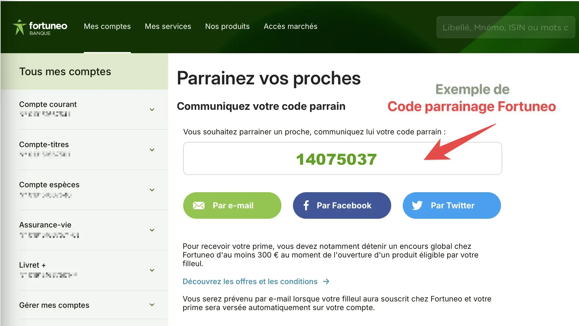 code parrainage Fortuneo valide