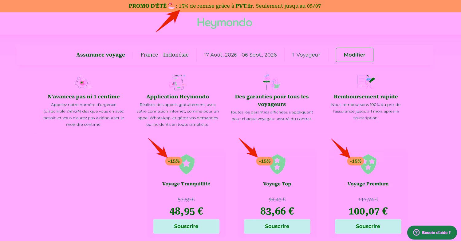 Réduction -15% Heymondo