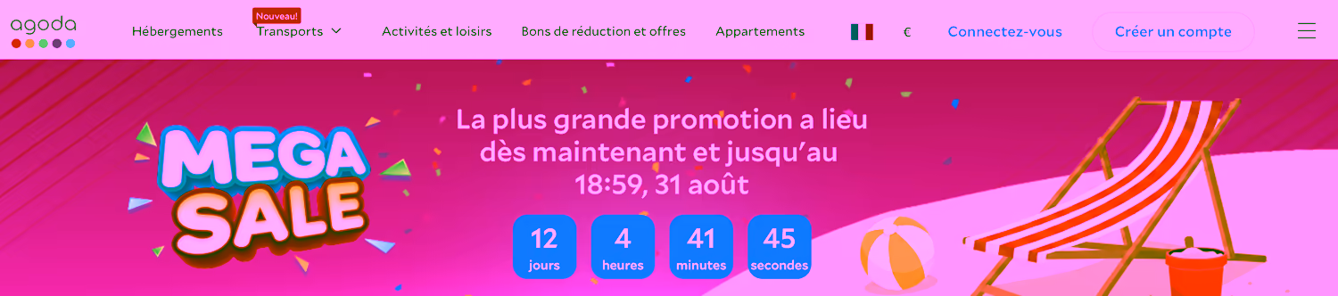 Top départ de la méga vente Agoda : des promos jusqu'au 31 août 2026 inclus
