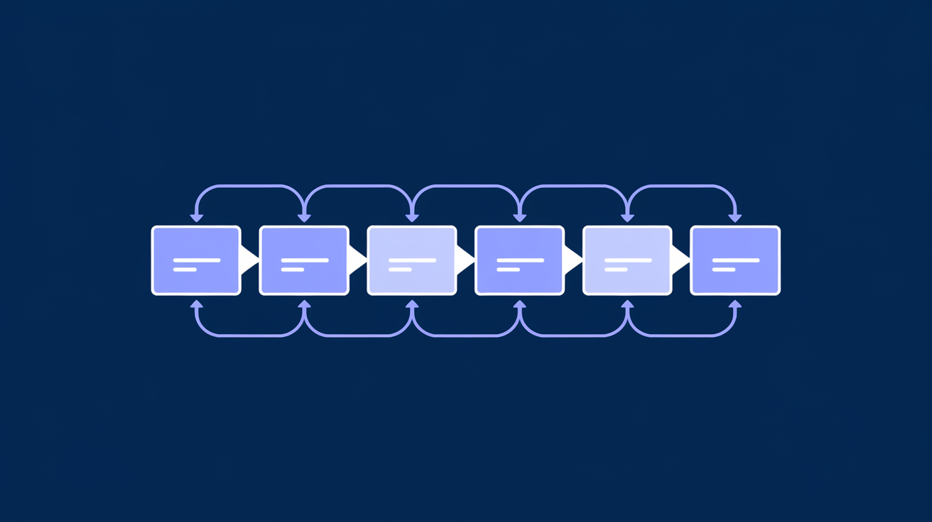 A five-stage content creation workflow diagram showing the path from brief through draft, review, optimize, and publish