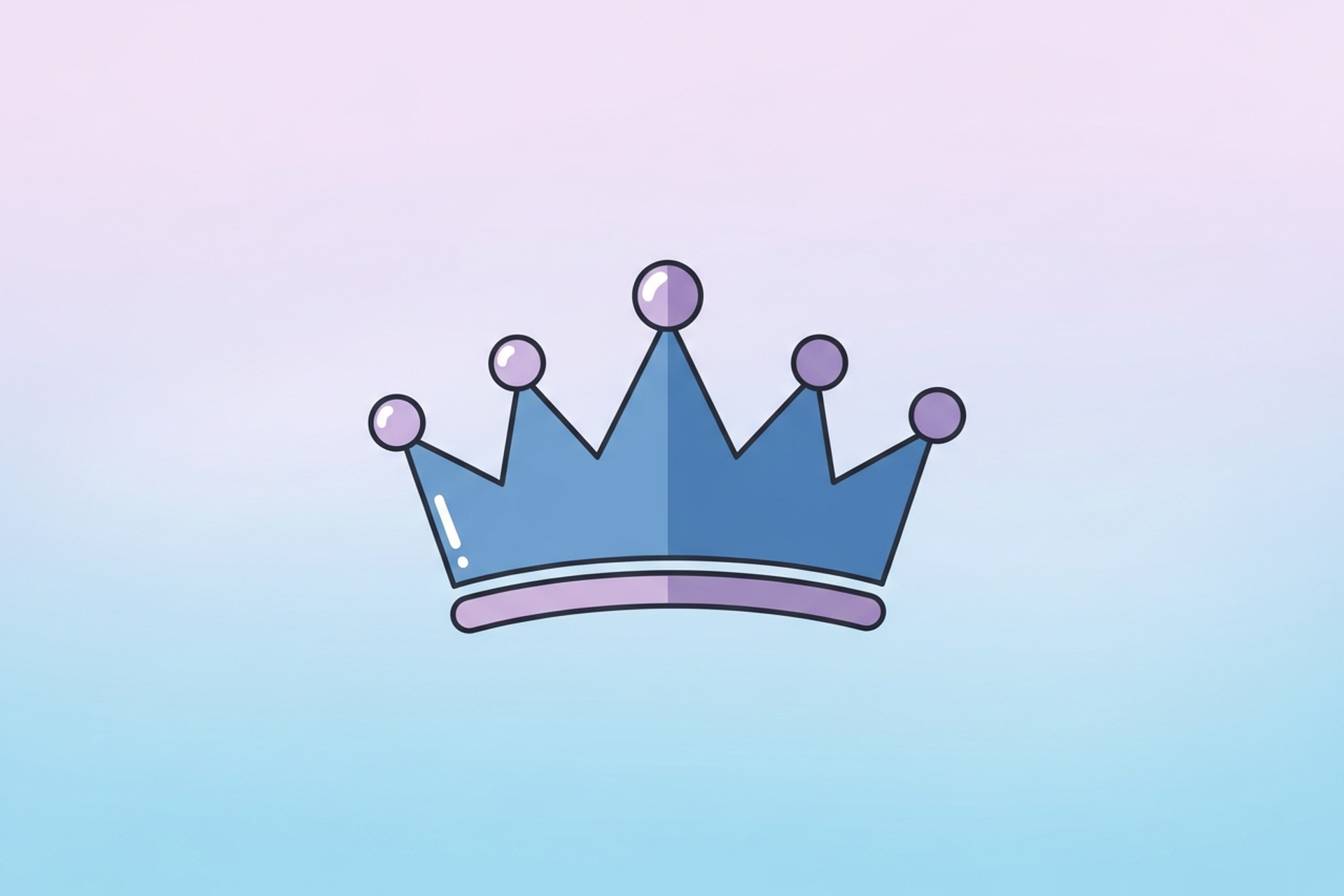 A single flat design crown icon in blue and lavender on a soft pastel gradient background, representing executive leadership and authority building through content