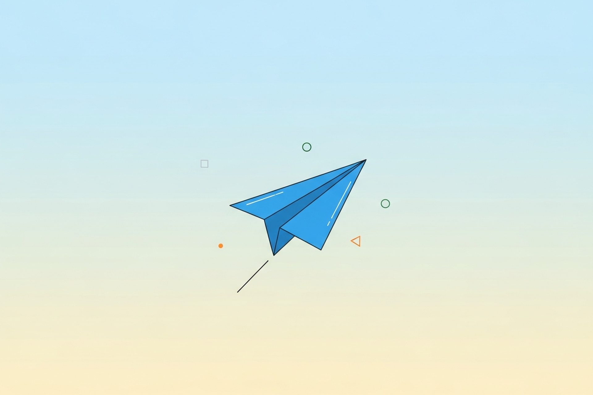 Minimalist blue paper airplane on a soft pastel gradient background, representing content distribution and reach