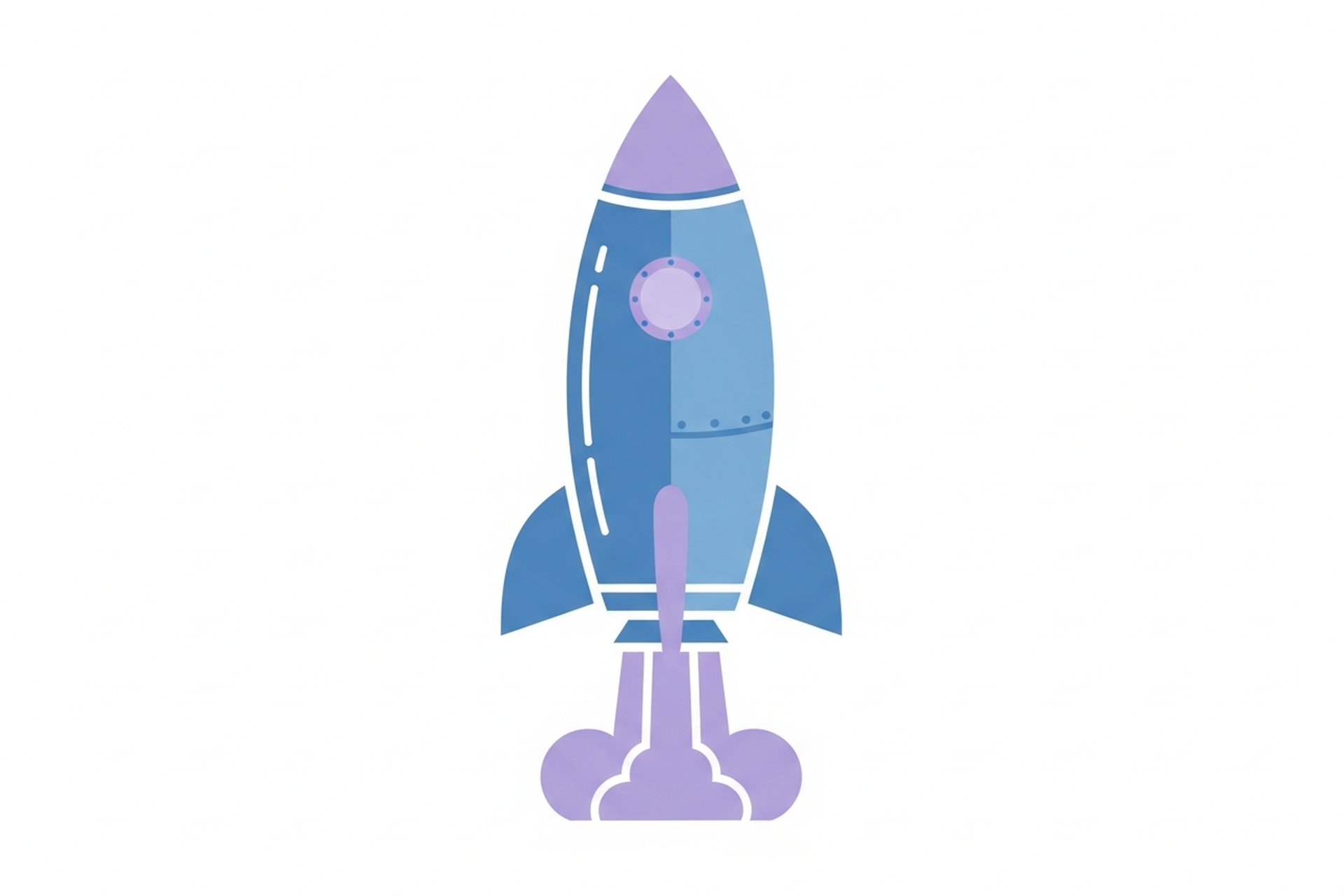 A single flat design rocket icon in blue and lavender on a soft pastel gradient background, representing link building momentum through guest posting