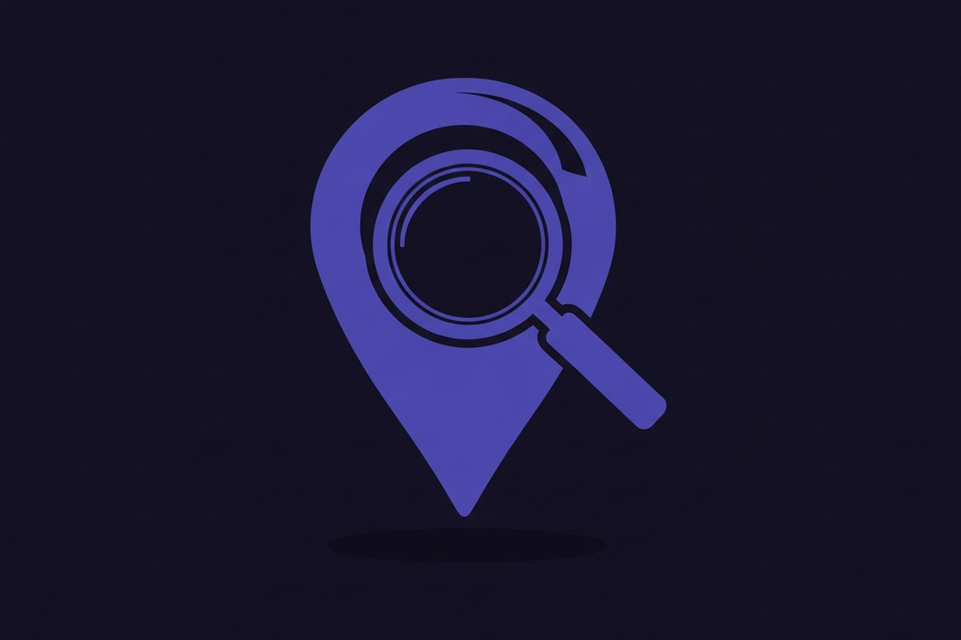 Illustrated map pin with content and keyword icons representing a local SEO content strategy