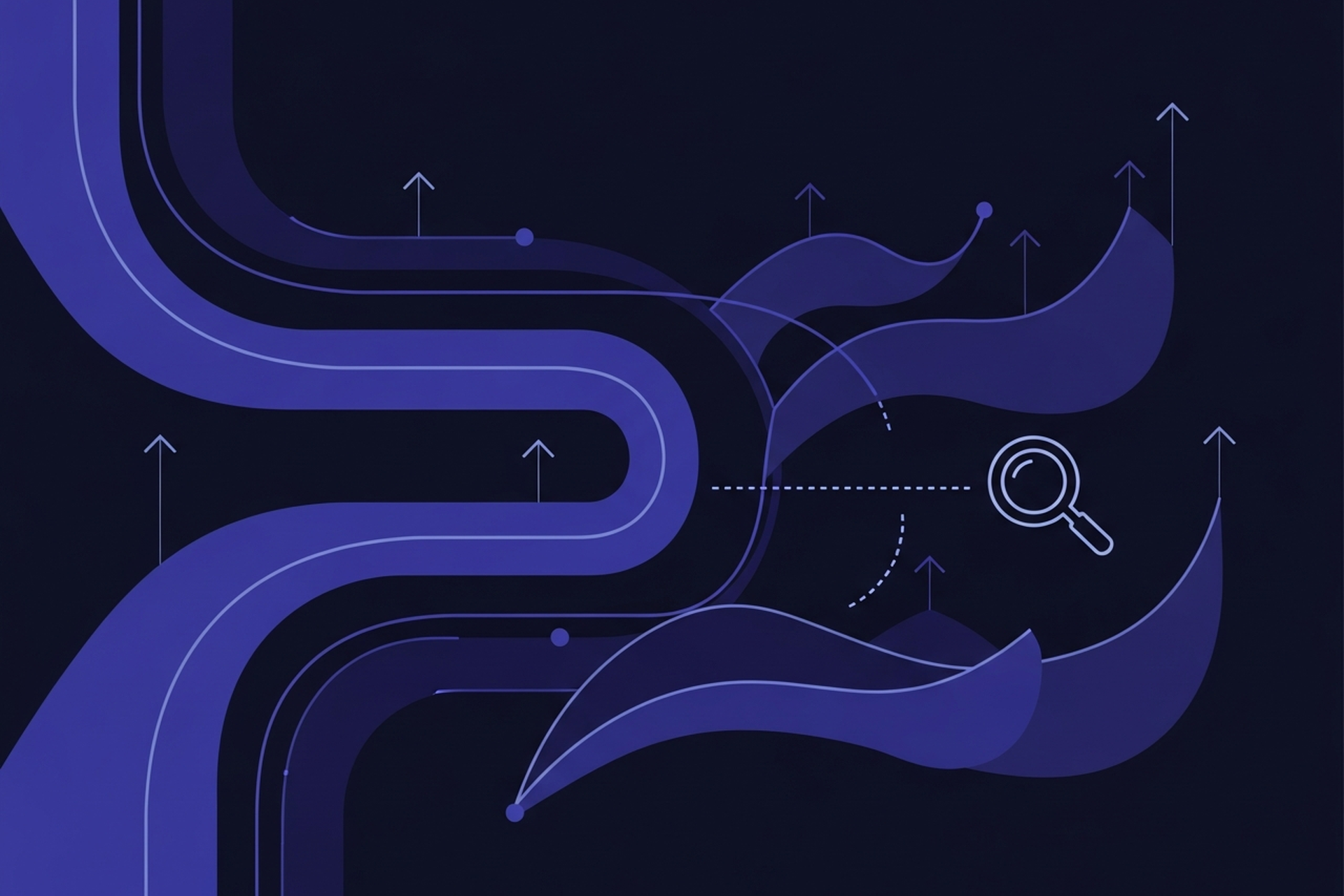 Flowchart showing the four main drivers of organic traffic: keyword strategy, content clusters, technical SEO, and link building, each feeding into organic search rankings