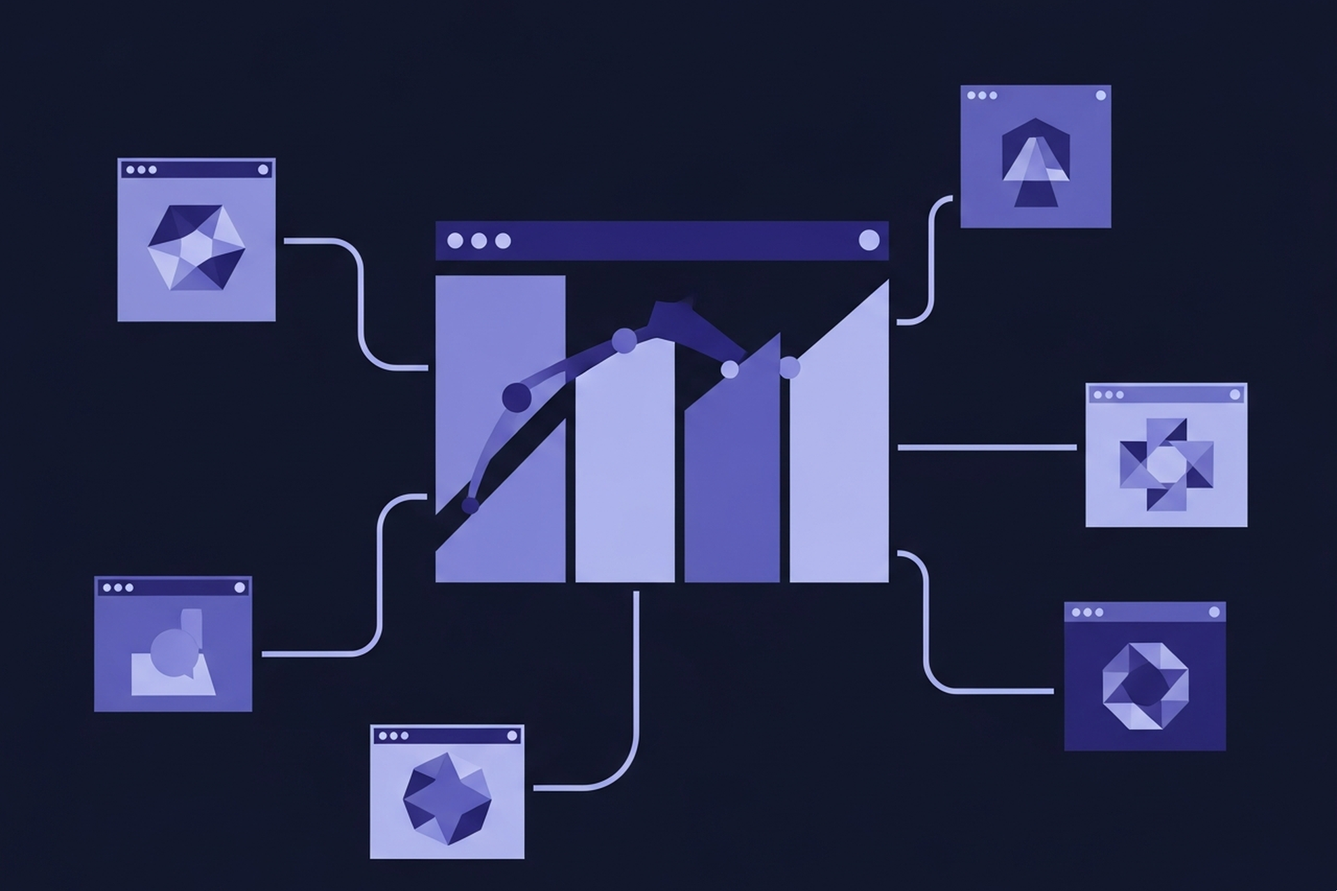 An illustration showing a data chart being cited and linked to by multiple websites, representing how original data earns backlinks
