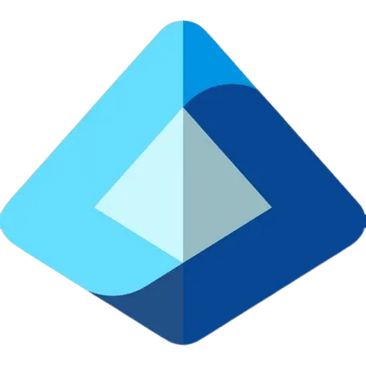 Microsoft Entra logo featuring a blue diamond shape with a gradient and a light blue central diamond.