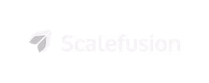 Scalefusion company logo with a geometric shape on the left.