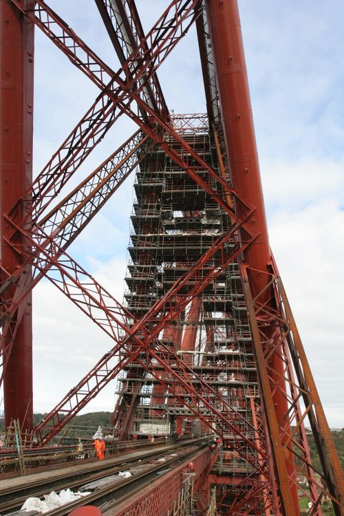 Elevation of the scaffold encapsulation showing access to the bridge structure.