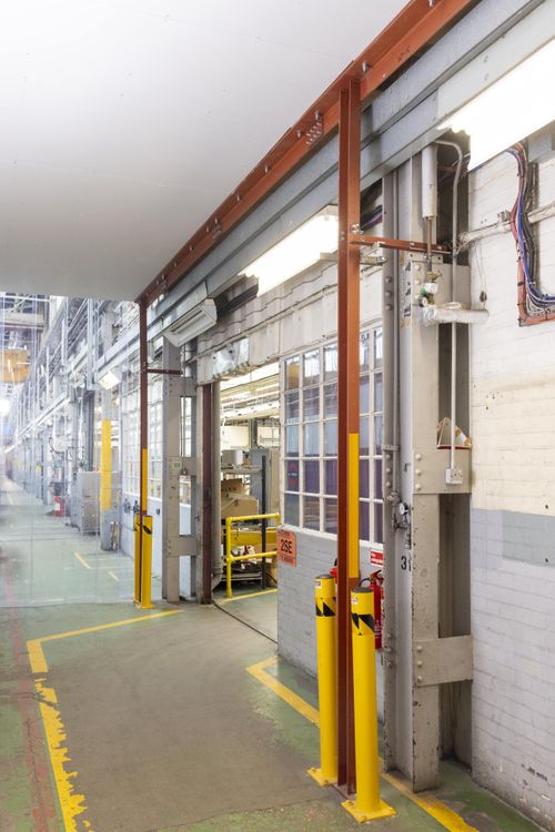 Steel support structure within the tunnel.