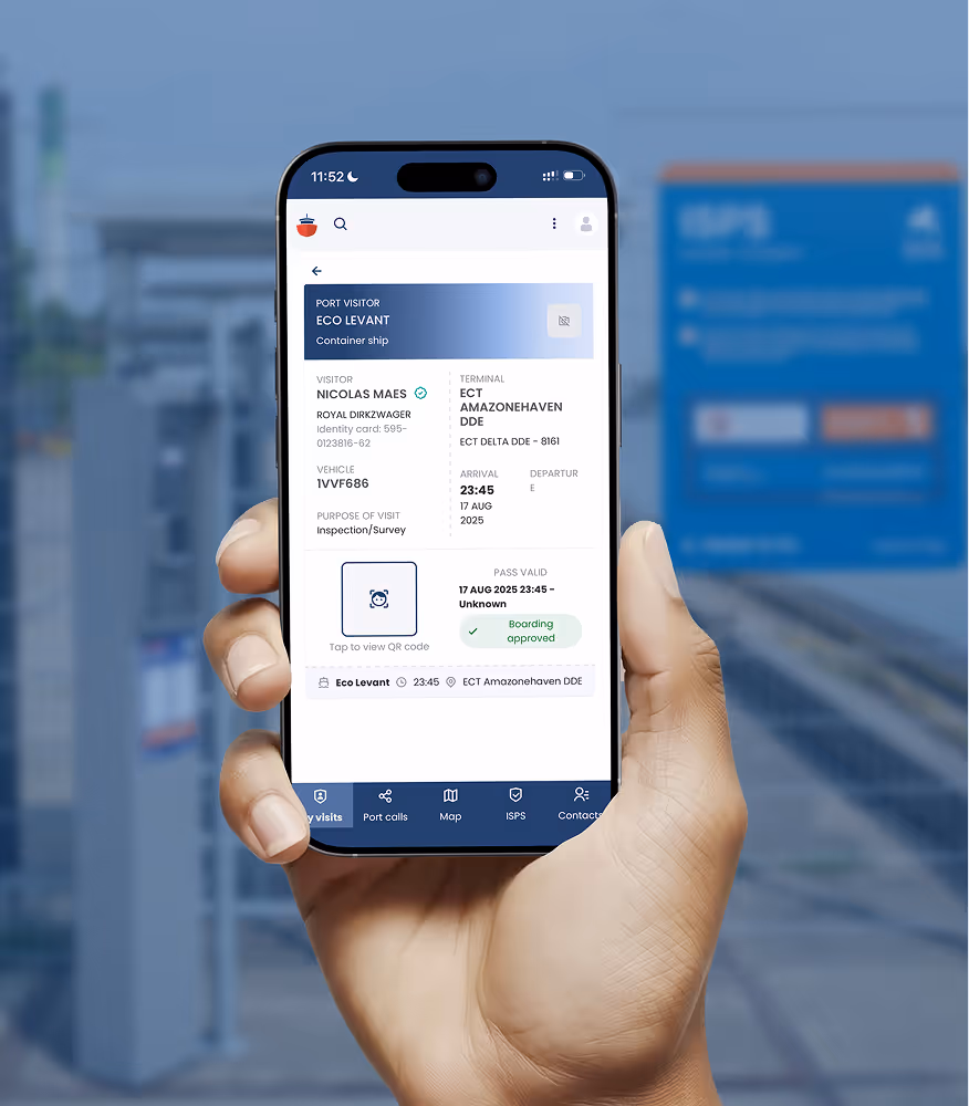 Ship2Port booking overview of Nobel’s ISPS quay