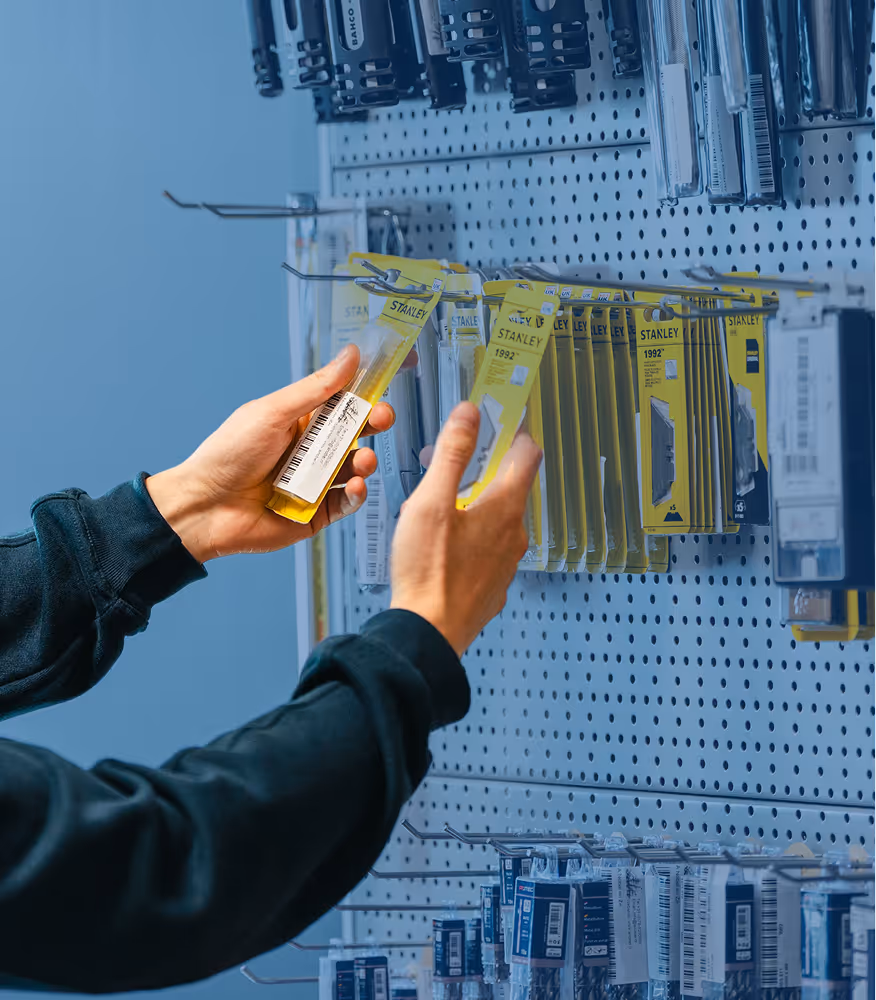 A shop employee maintains Nobel’s ship store