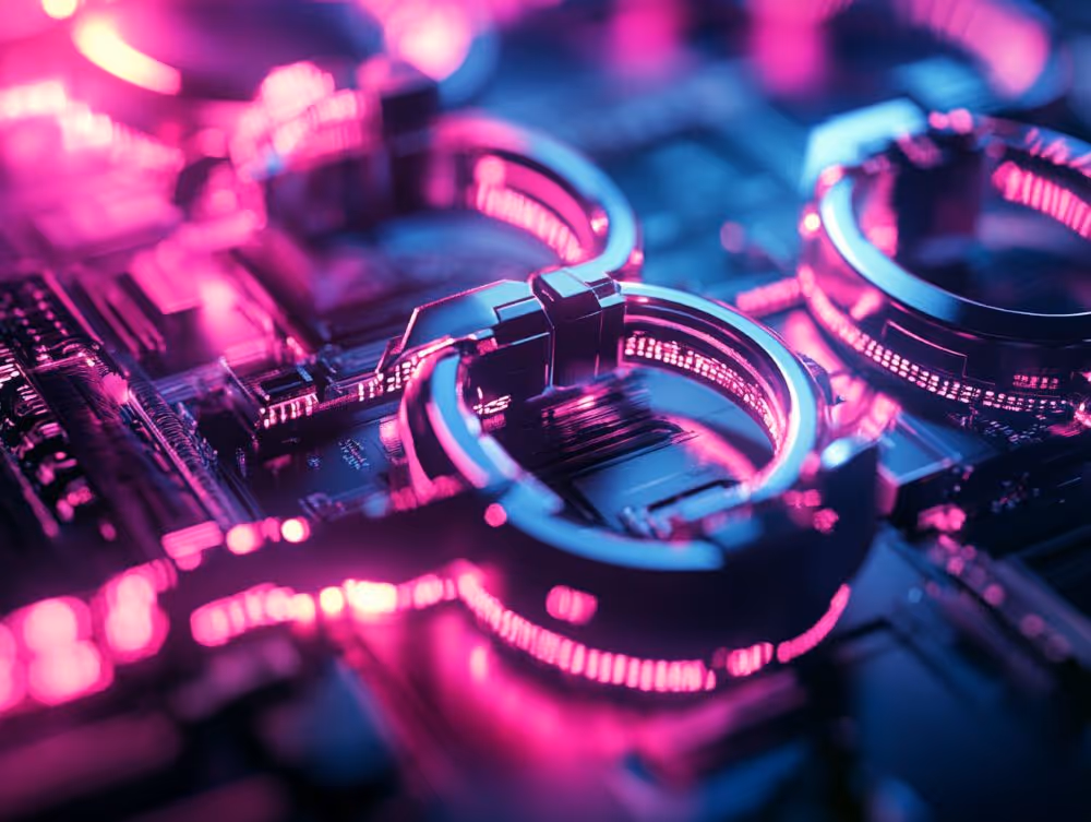 Digital lock mechanisms on a circuit board, symbolizing cybersecurity