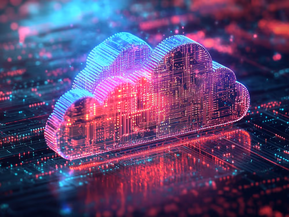Rendering of a cloud in a tech-microchip style 