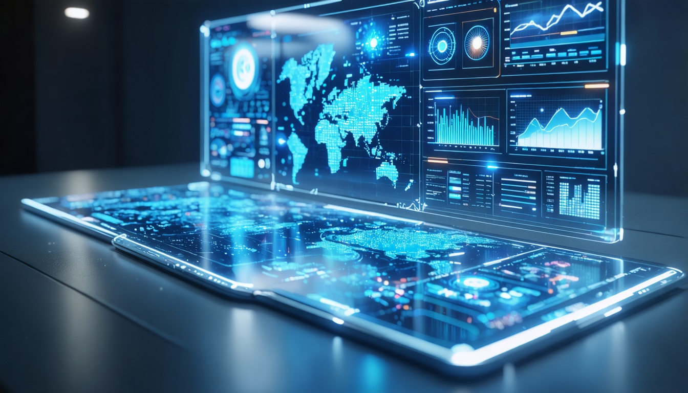 rendering of a laptop showing compliance across the globe
