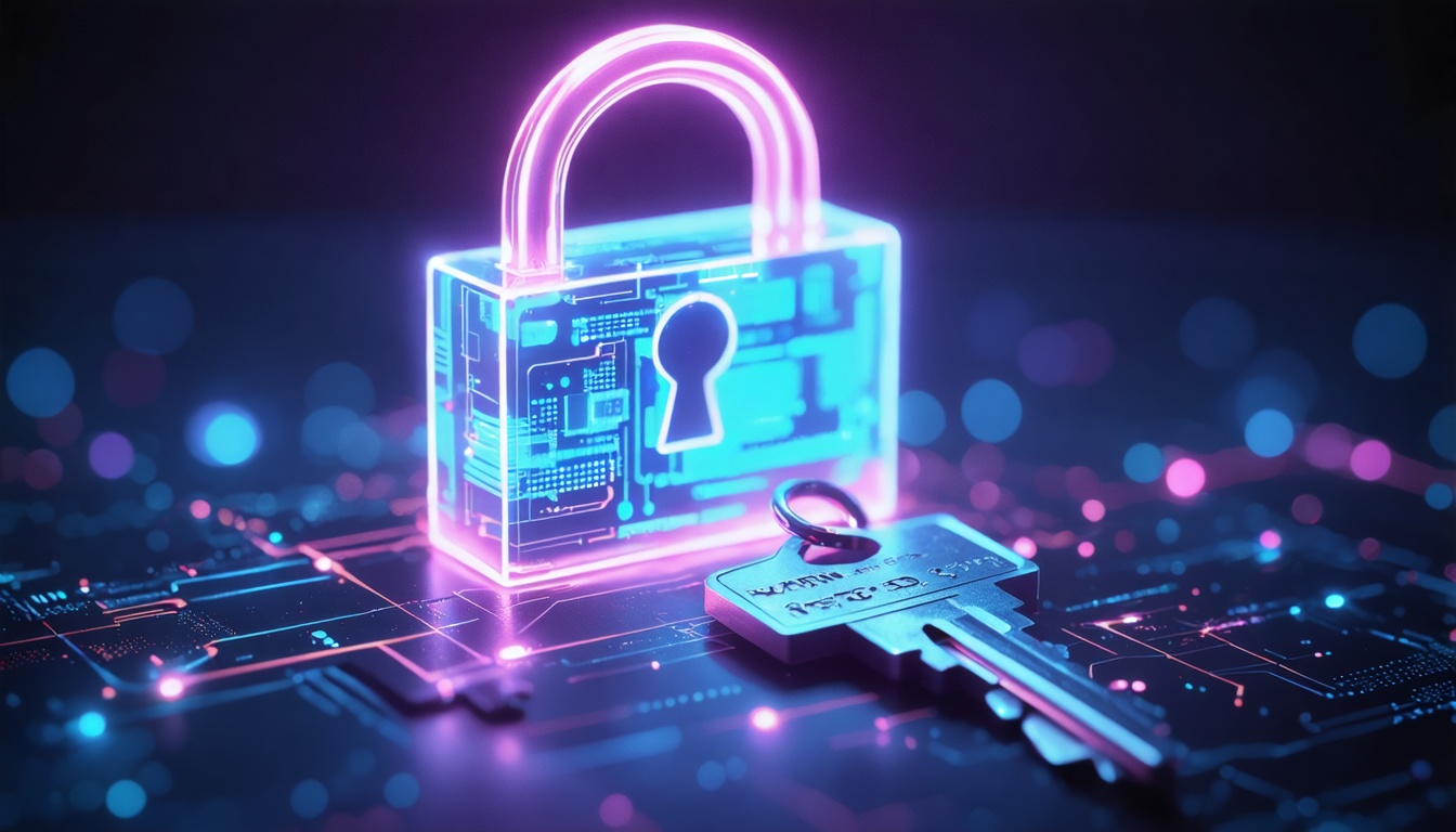 a lock and key rendered to represent data security